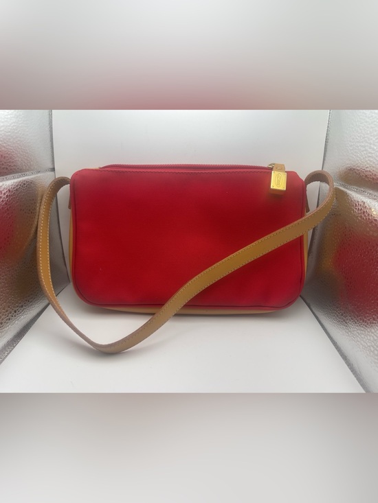 Coach Handbags - Brics Red Canvas & leather Crossbody with Tan Leather Strap Made in Italy